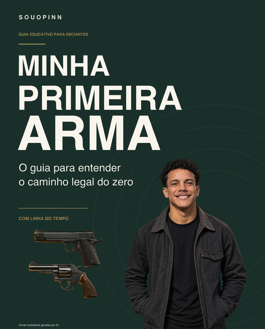 Capa do guia Minha Primeira Arma, da Souopinn